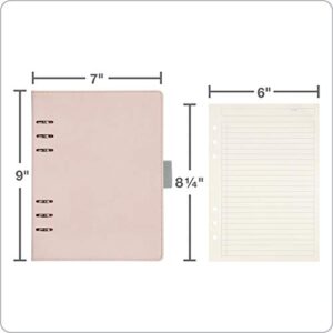 Oxford 6-Ring Professional Notebook, 7 x 9 Inch, Refillable Notebook, Ivory Paper, 100 Sheets, Blush Pink Faux Leather Cover (90005)