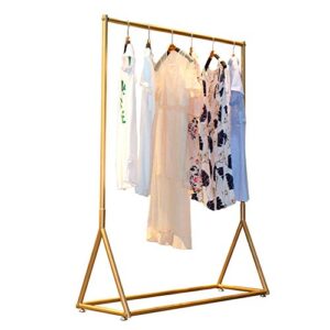 floorstanding simple heavy duty clothes rail,rust iron garment hanging display,shelves clothing rack, solid/golden / 150cm