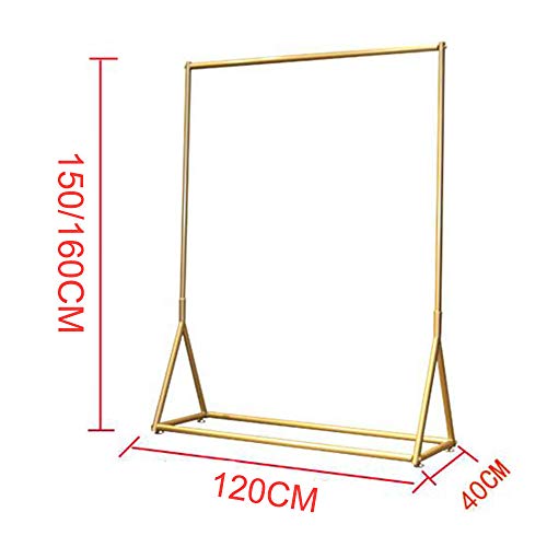 Floorstanding Simple Heavy Duty Clothes Rail,Rust Iron Garment Hanging Display,Shelves Clothing Rack, Solid/Golden / 150cm