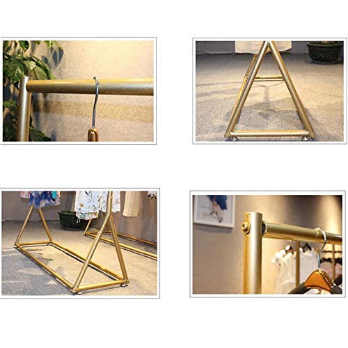 Floorstanding Simple Heavy Duty Clothes Rail,Rust Iron Garment Hanging Display,Shelves Clothing Rack, Solid/Golden / 150cm