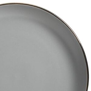 Gibson Home Rockaway Dinnerware, Service for 4 (16pcs), Grey/Gold Rim