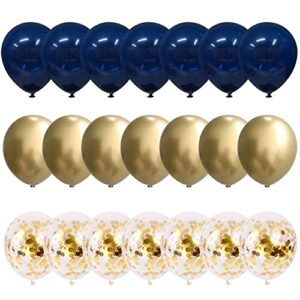 boy's party decorations 60pcs 12in navy gold confetti metallic chrome balloons for baby shower birthday wedding party decorations