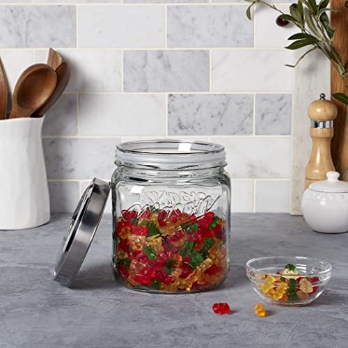 Mason Craft & More Airtight Kitchen Food Storage Clear Glass Pop Up Lid Canister, Medium 2.7 Liter Pop Up Canister