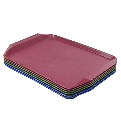 EudokkyNA Colored Service Tray Set of 6, Fast Food Plastic Trays