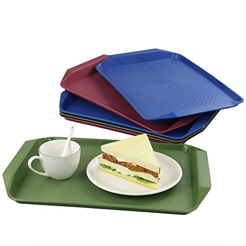 EudokkyNA Colored Service Tray Set of 6, Fast Food Plastic Trays