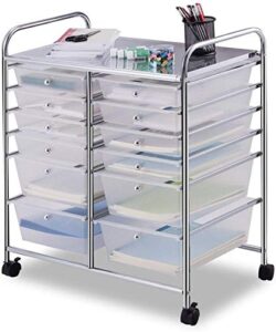 happygrill 12-drawer organizer cart tools office school paper organizer rolling storage cart with wheels