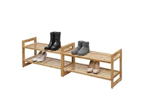 trinity basics 2-tier stackable bamboo (2 pack) shoe rack