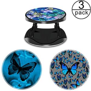 (3 Pack) Cell Phone Holder Animals White Blue Butterfly Expanding Grip Stand Finger Kickstand for Smartphone and Tablets