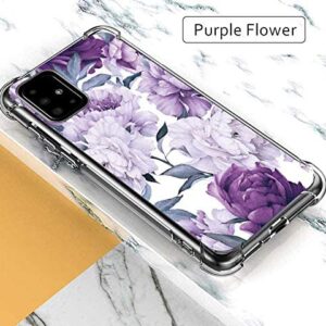 Leychan for Galaxy A51 Case, Slim Flexible TPU for Girls Women Airbag Bumper Shock Absorption Rubber Soft Silicone Case Cover Fit for Samsung Galaxy A51 (Purple Flower)