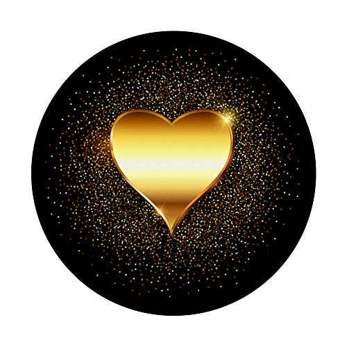 Gold Heart Sparkle on Black Chic Design PopSockets PopGrip: Swappable Grip for Phones & Tablets
