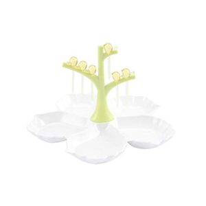 topbathy appetizer serving platters compartment plate dividers 4 sectional tray with food picks fruit snacks candy nut dessert condiment dish holder (light green)