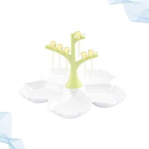 TOPBATHY Appetizer Serving Platters Compartment Plate Dividers 4 Sectional Tray with Food Picks Fruit Snacks Candy Nut Dessert Condiment Dish Holder (Light Green)