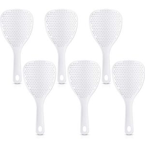 6 pieces rice spoon paddle plastic non stick white japanese rice cooking scoop spatula,7.5 inches