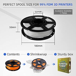 Flashforge PLA Filament 1.75mm, 3D Printer Filaments 0.5kg Spool-Dimensional Accuracy +/- 0.02mm for Adventurer 3 Series (White)