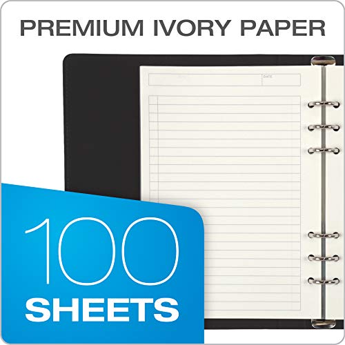 Oxford 6-Ring Professional Notebook, 7 x 9 Inch, Refillable Notebook, Ivory Paper, 100 Sheets, Black Faux Leather Cover (90004)