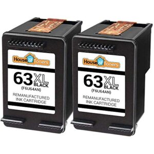 Houseoftoners Remanufactured Ink Cartridge Replacement for HP 63 XL 63XL for HP Envy 4520 Deskjet 1112 2130 3630 3631 3632 Officejet 3830 4650 4655 5212 5255 5258 (2 Black)