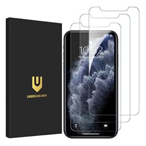 unbreakcable 3-pack screen protector for iphone 11 pro max/iphone xs max, double shatterproof tempered glass [easy installation frame] [9h hardness] [hd clear] [case friendly] for iphone 6.5 inch