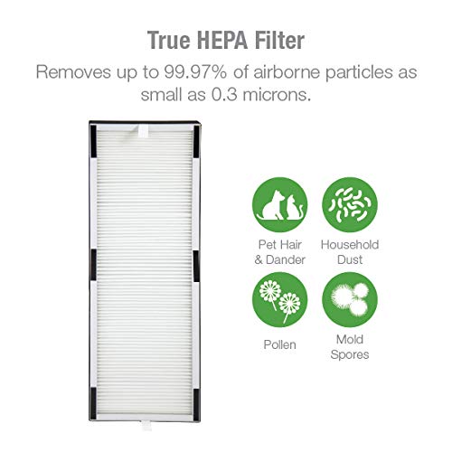 Hunter HP600 Tall Tower Air Purifier Features Energy Star Certification True HEPA Filter, Multiple Fan Speeds, Soft Touch Digital Control Panel, Sleep Mode, Timer, Accent Light, Graphite