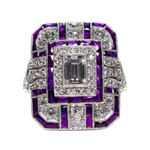 Goldenchen Fashion Jewelry Amethyst Silver Wedding Engagement Ring Art Deco Women Jewelry Gift Size 6-10 (9)