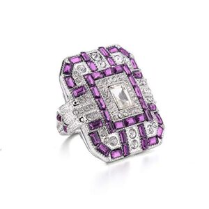 Goldenchen Fashion Jewelry Amethyst Silver Wedding Engagement Ring Art Deco Women Jewelry Gift Size 6-10 (9)