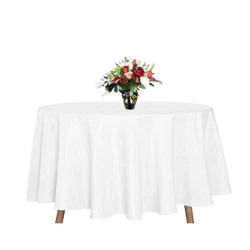 TANIASH 6 Packs White Round Tablecloth -90inch, 100% Polyester Table Cover for Wedding/Party/Birthday