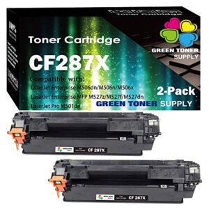 (pack of 2) gts compatible replacement for hp cf287x 287x 87x toner cartridge (11,000 pages, 2 pack) for hp enterprise m506 m506n m506x m506dn mfp m527 series m527c pro m501n m501dn printer