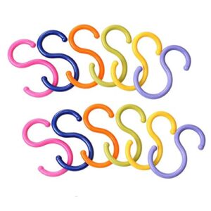 18pcs colorded s shaped hooks plastic hanging hooks holder rack hooks for shirt towel dress bag clothes hanger hook and kitchenware spoons, random color