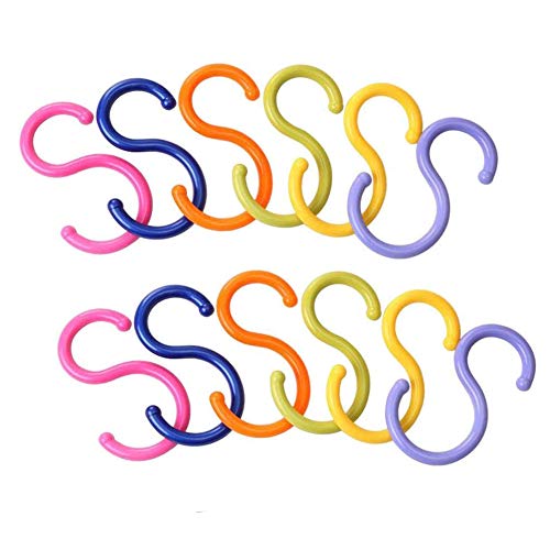 18Pcs Colorded S Shaped Hooks Plastic Hanging Hooks Holder Rack Hooks for Shirt Towel Dress Bag Clothes Hanger Hook and Kitchenware Spoons, Random Color