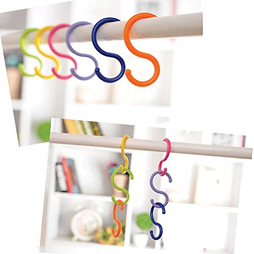 18Pcs Colorded S Shaped Hooks Plastic Hanging Hooks Holder Rack Hooks for Shirt Towel Dress Bag Clothes Hanger Hook and Kitchenware Spoons, Random Color