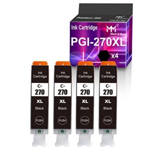 compatible (4-pack, large black) pgi 270xl pgi-270xl ink cartridge used with canon pixma mg6820 mg6821 mg5720 mg5721 mg5722 mg7720 ts5020 ts6020 ts8020 ts9020 printer, sold by muchmore