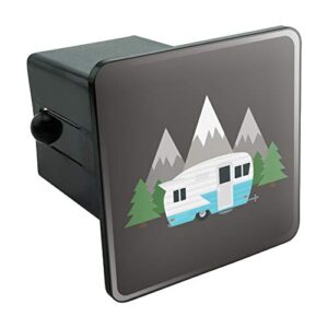 camper in the mountains tow trailer hitch cover plug insert
