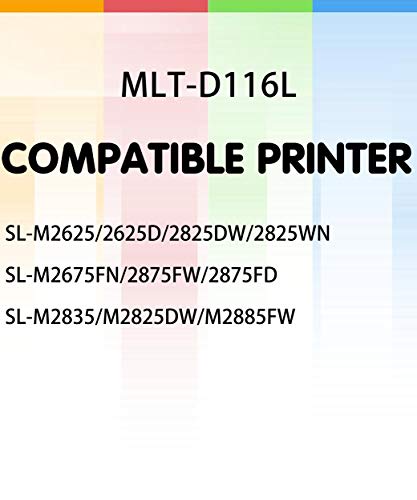 (2 Black Toner Cartridge) Compatible MLT-D116L 116L Toner Cartridge D116L Used for Samsung Xpress SL-M2625D M2675F M2825DW M2835DW M2875FD M2875FW M2885FW M2875DW Printer, by GTS