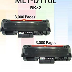 (2 Black Toner Cartridge) Compatible MLT-D116L 116L Toner Cartridge D116L Used for Samsung Xpress SL-M2625D M2675F M2825DW M2835DW M2875FD M2875FW M2885FW M2875DW Printer, by GTS