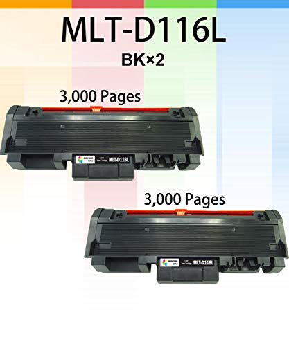 (2 Black Toner Cartridge) Compatible MLT-D116L 116L Toner Cartridge D116L Used for Samsung Xpress SL-M2625D M2675F M2825DW M2835DW M2875FD M2875FW M2885FW M2875DW Printer, by GTS