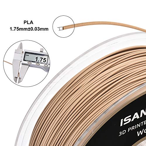 iSANMATE Wood Filament 1.75mm, PLA+ Wood Filament 1.75mm, 3D Printer Filament 1kg/Spool (20% Wood Powder+80% PLA)