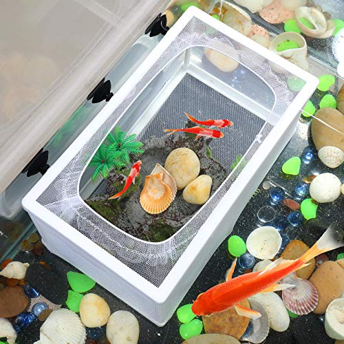 POPETPOP 2pcs Fish Hatchery Breeder Box Aquarium Separation Net Nylon Incubator Mesh - Large Size