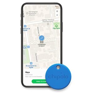 Chipolo ONE (2020) - 1 Pack - Key Finder, Bluetooth Tracker for Keys, Bag, Item Finder. Free Premium Features. iOS and Android Compatible (Blue)