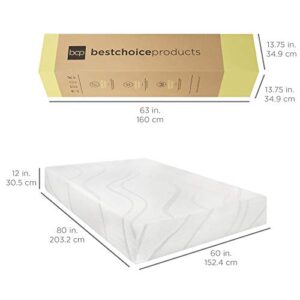 Best Choice Products 12in Queen Size 3-Layer Medium-Plush Mattress w/Moisture Wicking, Odor Reducing Bamboo Charcoal Gel & Green Tea Infused Memory Foam - CertiPUR-US Certified