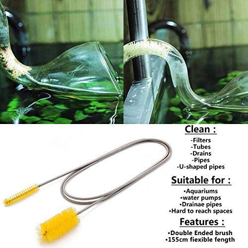 DunGu Flexible Filter Brush Set 63inch Long for Home Fish Tank Drain Pipes Tube Cleaning Air Gap Snake Hair Remover