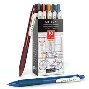 arteza colored gel pens, pack of 10, unique vintage colors, fine 0.7 mm tip, retractable, art supplies for journaling, drawing, doodling, and notetaking