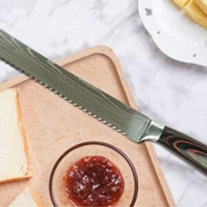 8 inch Bread Knife - Cake Slicer Knives High Carbon Stainless Steel Serrated Knife Forged Scalloped Blade Cutlery Utility Kitchen Knives with Gift Box