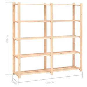 vidaXL Solid Wood Pine 5-Tier Storage Rack Home Workshop Garage Wooden Storage Shelf Organizer Unit Industrial Shelving Furniture 1102.3 lb