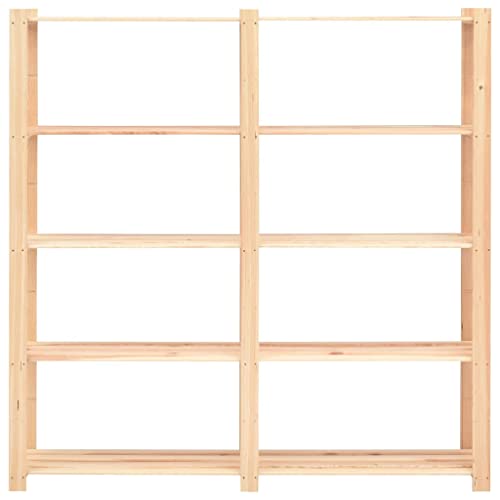 vidaXL Solid Wood Pine 5-Tier Storage Rack Home Workshop Garage Wooden Storage Shelf Organizer Unit Industrial Shelving Furniture 1102.3 lb