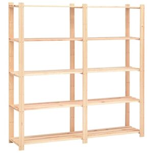 vidaXL Solid Wood Pine 5-Tier Storage Rack Home Workshop Garage Wooden Storage Shelf Organizer Unit Industrial Shelving Furniture 1102.3 lb