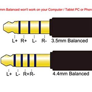 Youkamoo [ 3.5mm Balanced Right Angle ] 3.5mm Male to 4.4mm Female 8 Core Silver Plated Headphone Earphone Audio Adapter Cable New in Box 3.5mm Balanced to 4.4mm Balanced