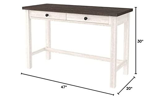 Signature Design by Ashley Dorrinson Modern Farmhouse 47" Home Office Desk with 2 Drawers, Whitewash