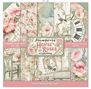 stamperia international, kft paper pad 8x8 10pk house rose, 20.3 x 20.3 (8" x 8"), multicoloured