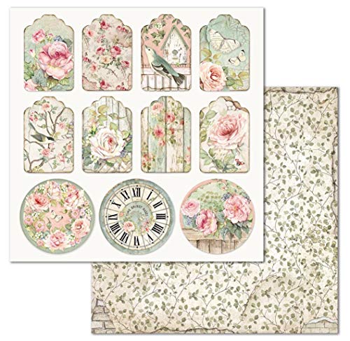 STAMPERIA INTERNATIONAL, KFT PAPER PAD 8X8 10PK HOUSE ROSE, 20.3 x 20.3 (8" x 8"), Multicoloured