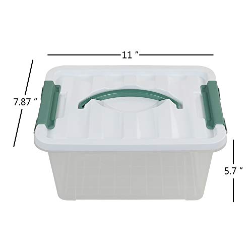 Saedy 6 Quart Clear Plastic Multipurpose Lidded Storage Container Box Bin with Handle, 2-Pack