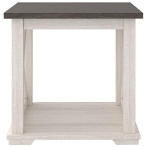 Signature Design by Ashley Dorrinson Square Modern Farmhouse End Table, Two Tone White & Brown